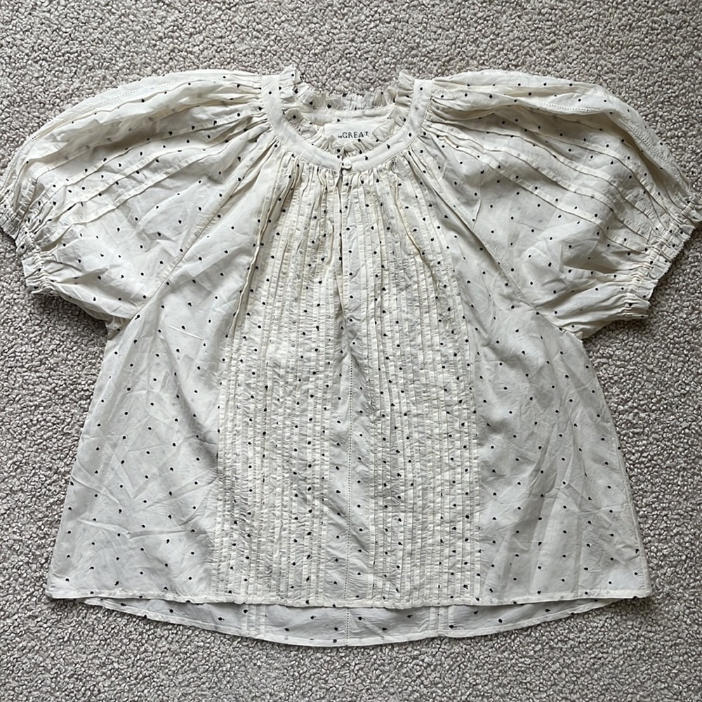 THE GREAT. Cream Polka Dot Blouse - Picture 10 of 13
